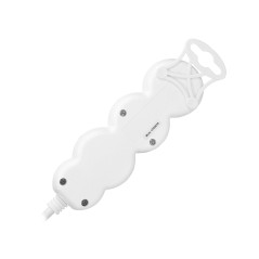 Förlängningskabel 3-vägs 2P+Z, 5m H05VV-F 3x1,5mm2, Imax-16A, platt kontakt, vit