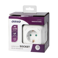 Förlängningssladd 4-vägs 2P+Z (Schuko), laddare 2xUSB, 1,4m H05VV-F 3x1,5mm2, vit