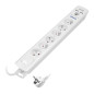Överspänningsskydd, 6 uttag 2P+Z, kabel 3x1,0mm², längd 3m, med tvåvägs belyst strömbrytare. 10A/230 VAC, Och