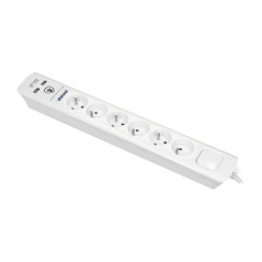Överspänningsskydd, 6 uttag 2P+Z, kabel 3x1,0mm², längd 3m, med tvåvägs belyst strömbrytare. 10A/230 VAC, Och | HandlaSmidigt.se