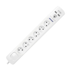 Överspänningsskydd, 6 uttag 2P+Z, kabel 3x1,0mm², längd 3m, med tvåvägs belyst strömbrytare. 10A/230 VAC, Och | HandlaSmidigt.se