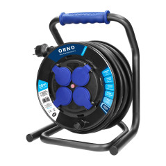 Förlängningssladd professionell IP44, 4 uttag 2P+Z, oljebeständig gummikabel, H07RN-F 3x2,5mm², längd 20m, unik ställning.