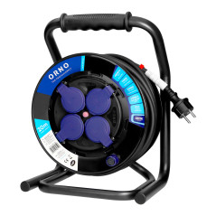 Förlängningssladd professionell IP44, 4 uttag 2P+Z, oljebeständig gummikabel, H07RN-F 3x2,5mm², längd 20m, unik ställning.