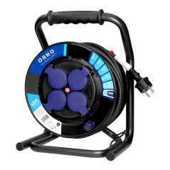 Förlängningssladd professionell IP44, 4 uttag 2P+Z, oljebeständig gummikabel, H07RN-F 3x2,5mm², längd 40m, unik stolpe.