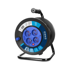 Förlängningssladd med 4 uttag 2P+Z, PVC-kabel H05VV-F 3x1,0mm², längd 30m, termisk, skydd mot överbelastning.