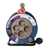Förlängningssladd MINI, 4 uttag 2P+Z, metallstativ, jordad H05VV-F 3x1mm², längd 15m, grå