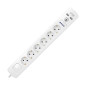 Överspänningsskydd, 6 uttag 2P+Z (Schuko), kabel 3x1,5mm², längd 3m, med tvåvägs belyst strömbrytare. 16A/230V.