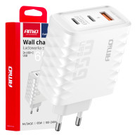 Nätadapter quick charge 65w usb-a + 2x usb-c amio-04289