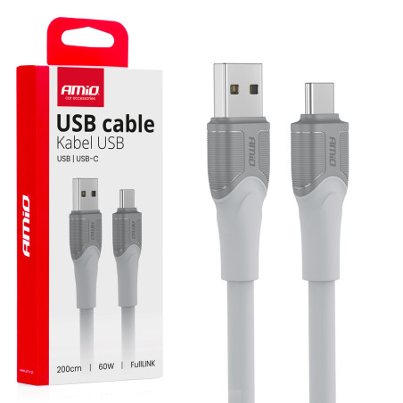 Kabel för laddning usb-a till usb-c 60w 200cm fulllink dataöverföring amio-04290