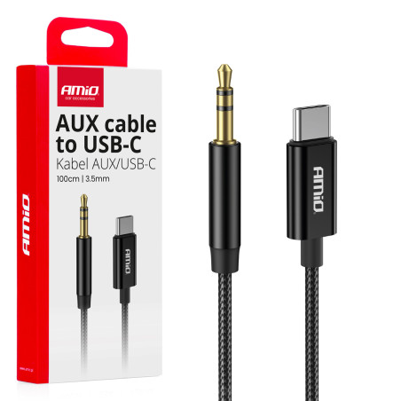 Ljudkabel USB-C till AUX mini jack 3,5 mm 1m amio-04294