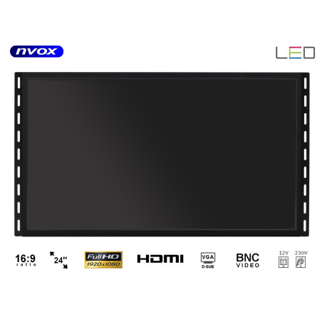 Beröringsskärm öppen ramme LED 24 tum HDMI USB VGA BNC 12V 230V full HD