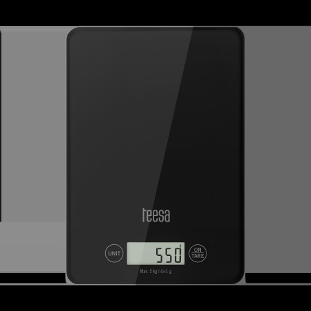 Svart glas köksvåg