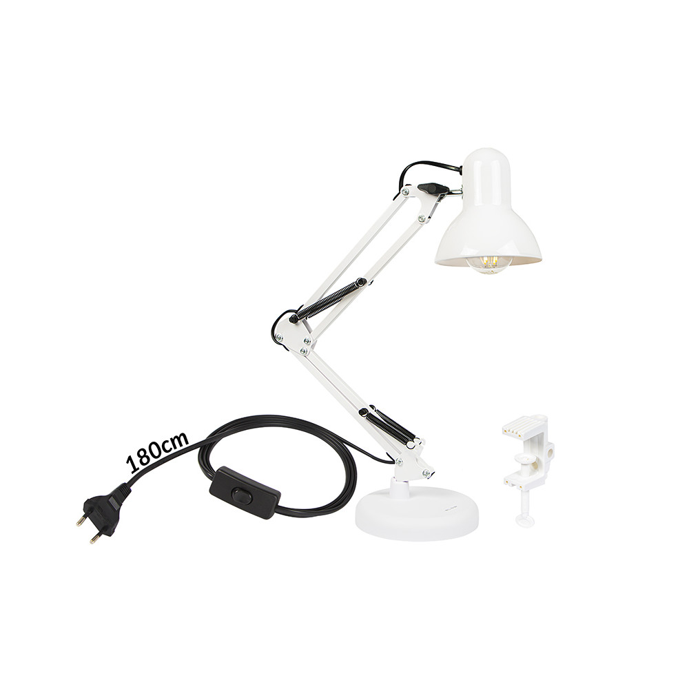 44-167 - Skrivbordslampa LED LB-22 ritbordslampa 2-i-1 E27 vit