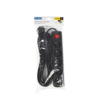 98-749- Förlängningssladd pr-570wsp 5-uttag med jordning+brytare 5m svart (3x1,5mm)