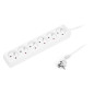 98-721- Nätkabel förlängare pr-670p 6-uttag med jordning 3m vit 3x1,5mm