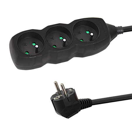 ELK203K Esperanza förlängningssladd 3 uttag 1.5m svart