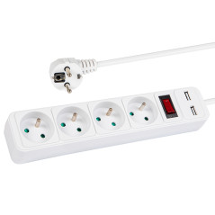 98-785- Nätdelar förlängare pr-470wsp/usb 4-uttag+usb med jordning+strömbrytare 5m vit 3x1,5mm | HandlaSmidigt.se