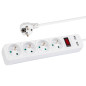 98-783- Förlängningssladd pr-470wsp/usb 4-uttag+usb med jordning+strömbrytare 1,5m vit 3x1,5mm