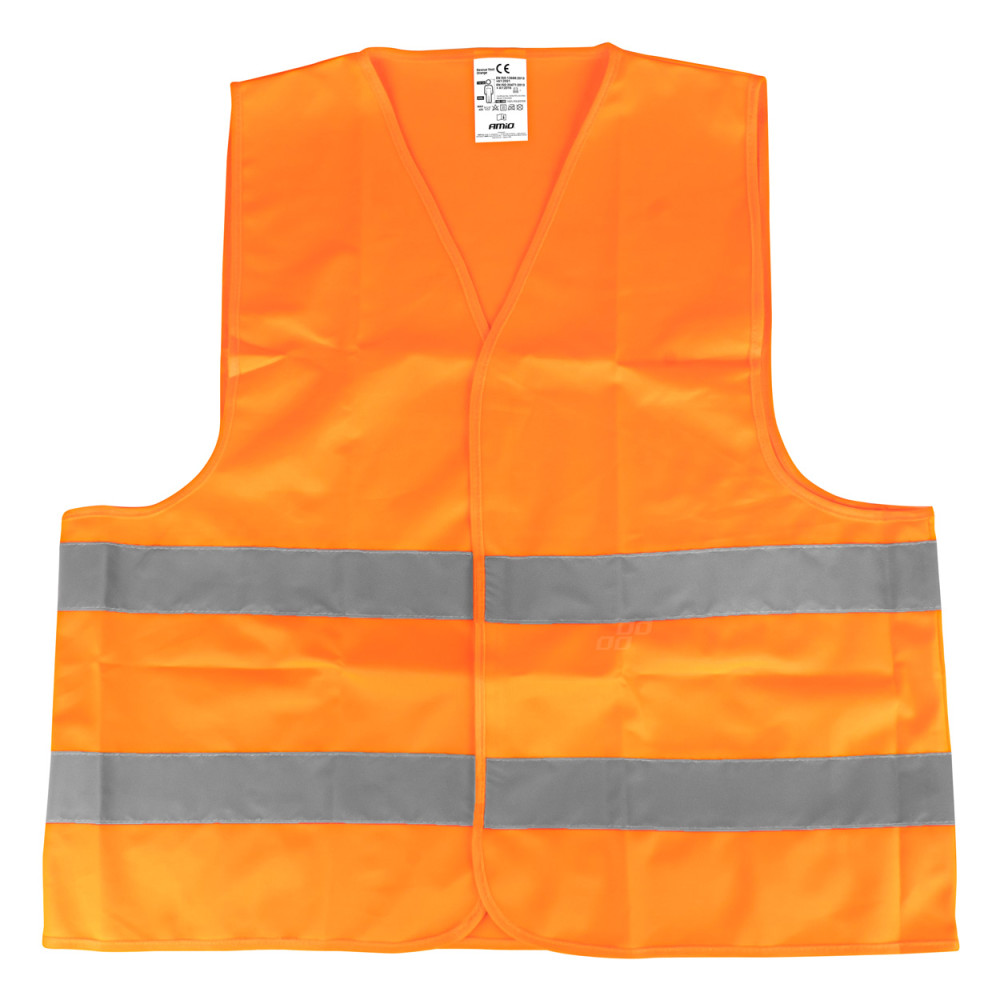 Väst med reflexer i orange färg med certifikat XXL AMIO-03985.