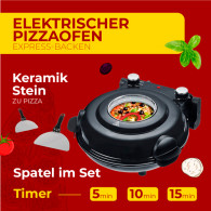 AD 6314 Piec do pizzy - elektryczny - 5 stopni regulacji temp.