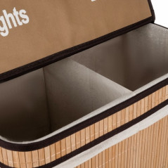 Tvåfackad bambuskorg för tvätt - Ruhhy 24269