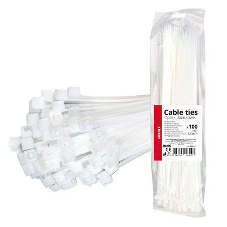 Bandklämmor vita 3,6×300mm 100 st. amio-04309