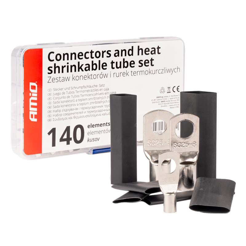 Set av öglade krympslangskontakter 140 st. amio-04122