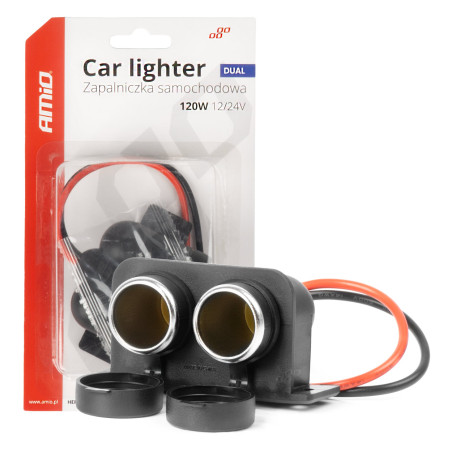 Biluttag dubbel tätad 12v 24v amio-04130