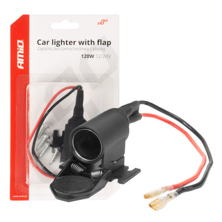 Biluttag med lock för bilar 12v 24v amio-04128