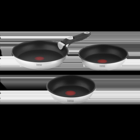 Set med stekpannor med avtagbart handtag 22cm, 24cm, 28cm TEESA FRYING PANS SINGLE HAND.
