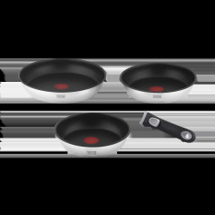 Set med stekpannor med avtagbart handtag 22cm, 24cm, 28cm TEESA FRYING PANS SINGLE HAND.