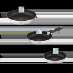 Set med stekpannor med avtagbart handtag 22cm, 24cm, 28cm TEESA FRYING PANS SINGLE HAND.