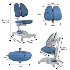 Ergonomiskt barnstol Ergo Office, justerbar nackstöd, justerbar höjd, max 75 kg, ER-484N | HandlaSmidigt.se