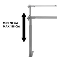 Skrivbord Maclean, manuell höjdjustering, utan skiva, för sittande/stående arbete, max 60 kg, max höjd 120 cm, MC-790NG.