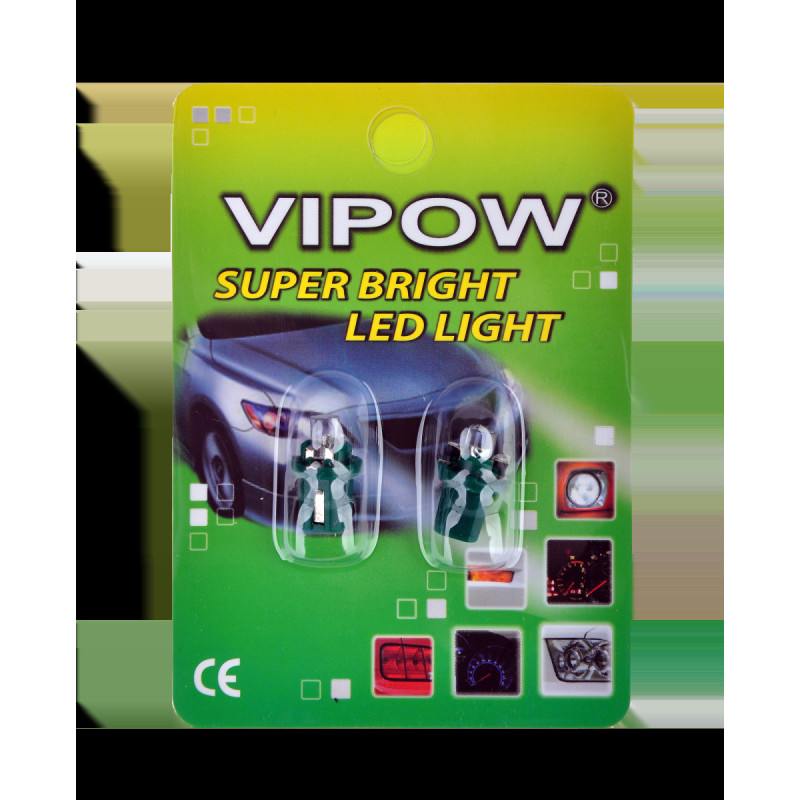 Bilampa 12V B8.5d- 1LED grön/blisterförpackning-2 st