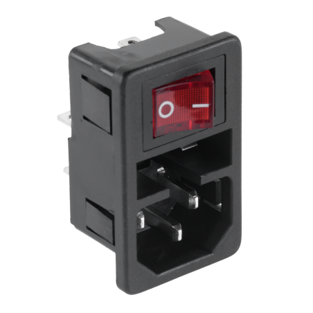 Nätadapter 3-stifts datorchassi + strömbrytare.