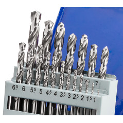 Sats med borr för stål och gjutjärn NWKa M-19, 1,0-10,0 mm, slipade, HSS (19 st.)