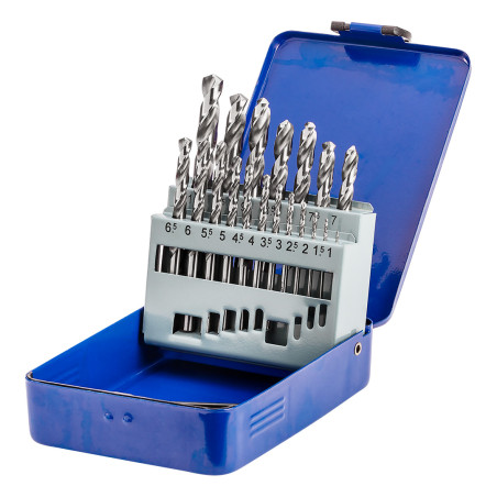 Ett set borr för stål och gjutjärn NWKa INOX M-19, 1,0-10,0 mm, slipade, HSS-E Co5 (19 stycken).