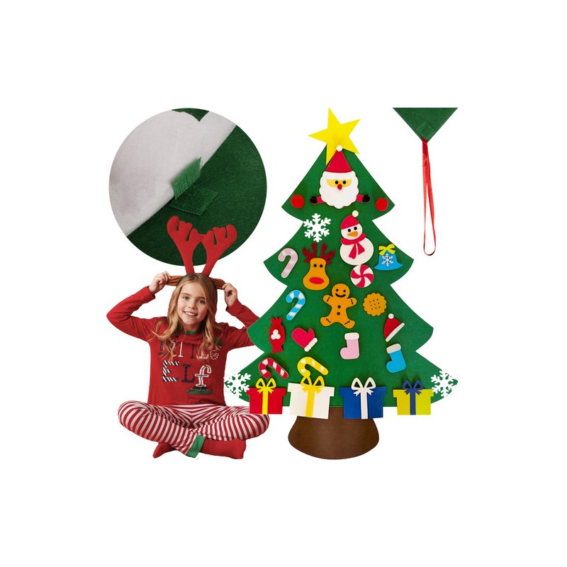 Julgran av filt med dekorationer 24856