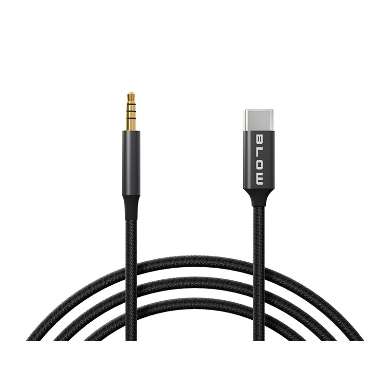 66-168- USB-C-anslutning - 3,5 mm jack 1,0 m svart flätad