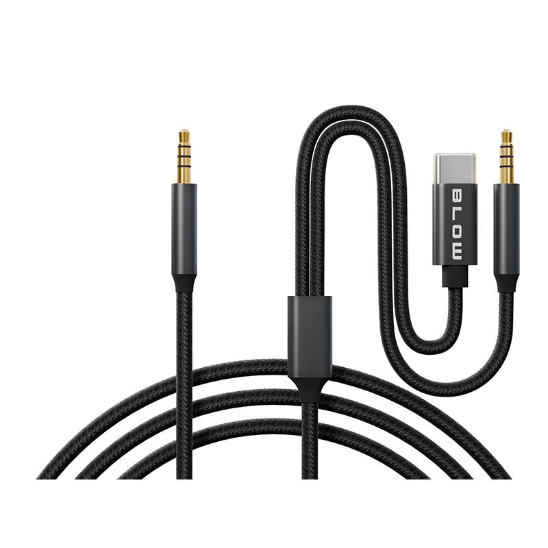 66-167- USB-C-anslutning - 3,5 mm jack + 3,5 mm jack 1,2 m fläta