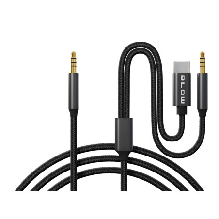 66-167- USB-C-anslutning - 3,5 mm jack + 3,5 mm jack 1,2 m fläta | HandlaSmidigt.se