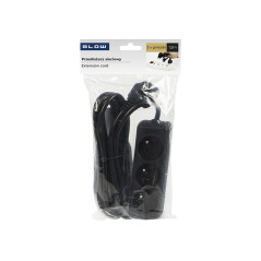 98-769- Nätkabel förlängare pr-370p 3-uttag med jordning 1,5m svart 3x1,5mm