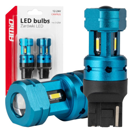 LED-lampor Canbus T20 7440 W21W 4SMD 1860 vit 12v 24v amio-04254