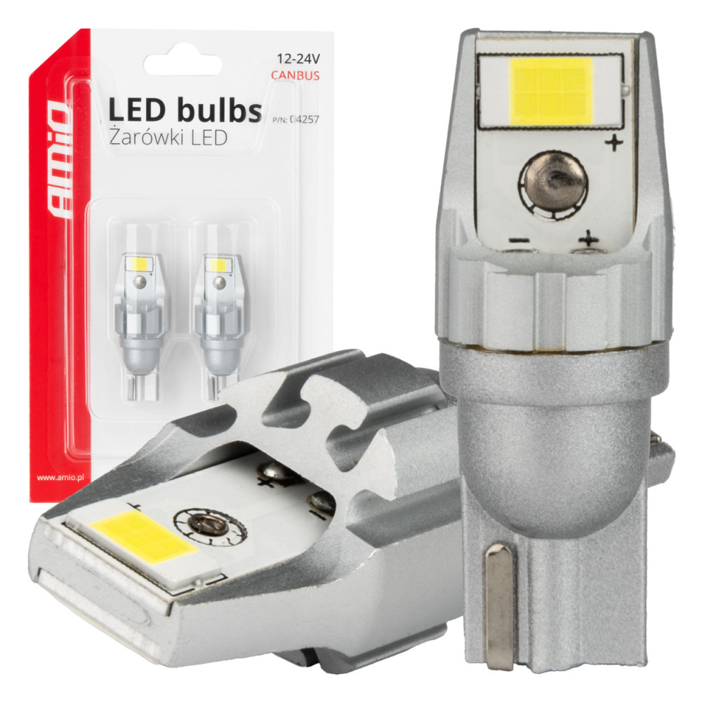 LED-lampor canbus t15 w16w 2smd 3570 vit 12v 24v amio-04257