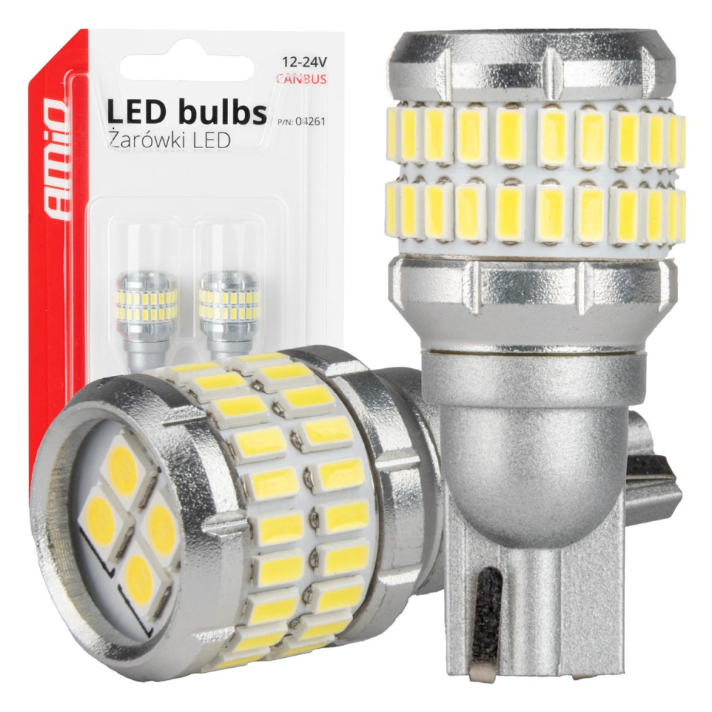 LED-lampor Canbus T15 W16W 48SMD 4SMD 3014 3030 vit 12V 24V AMIO-04261