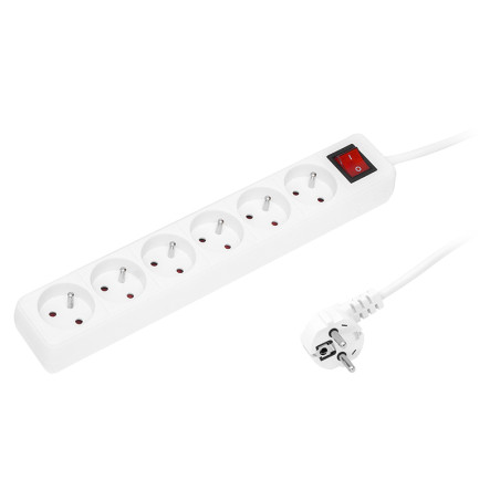 98-741- Nätkabel med förlängning pr-670wsp 6-uttag med jordning + strömbrytare 3m vit 3x1,5mm | HandlaSmidigt.se