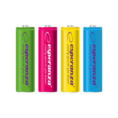 EZA108 Esperanza uppladdningsbara batterier ni-mh aa 2000mah 4-pack. Blandade färger.