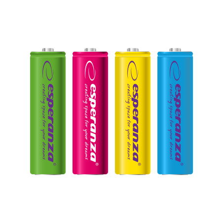 EZA108 Esperanza uppladdningsbara batterier ni-mh aa 2000mah 4-pack. Blandade färger.