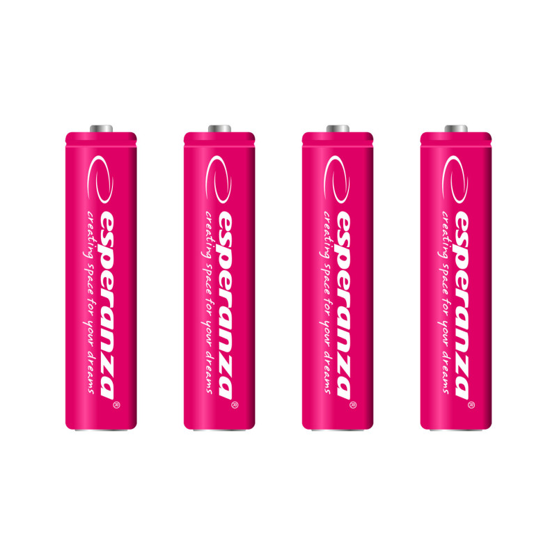 EZA102R Esperanza uppladdningsbara batterier ni-mh aaa 1000mah 4 st röda